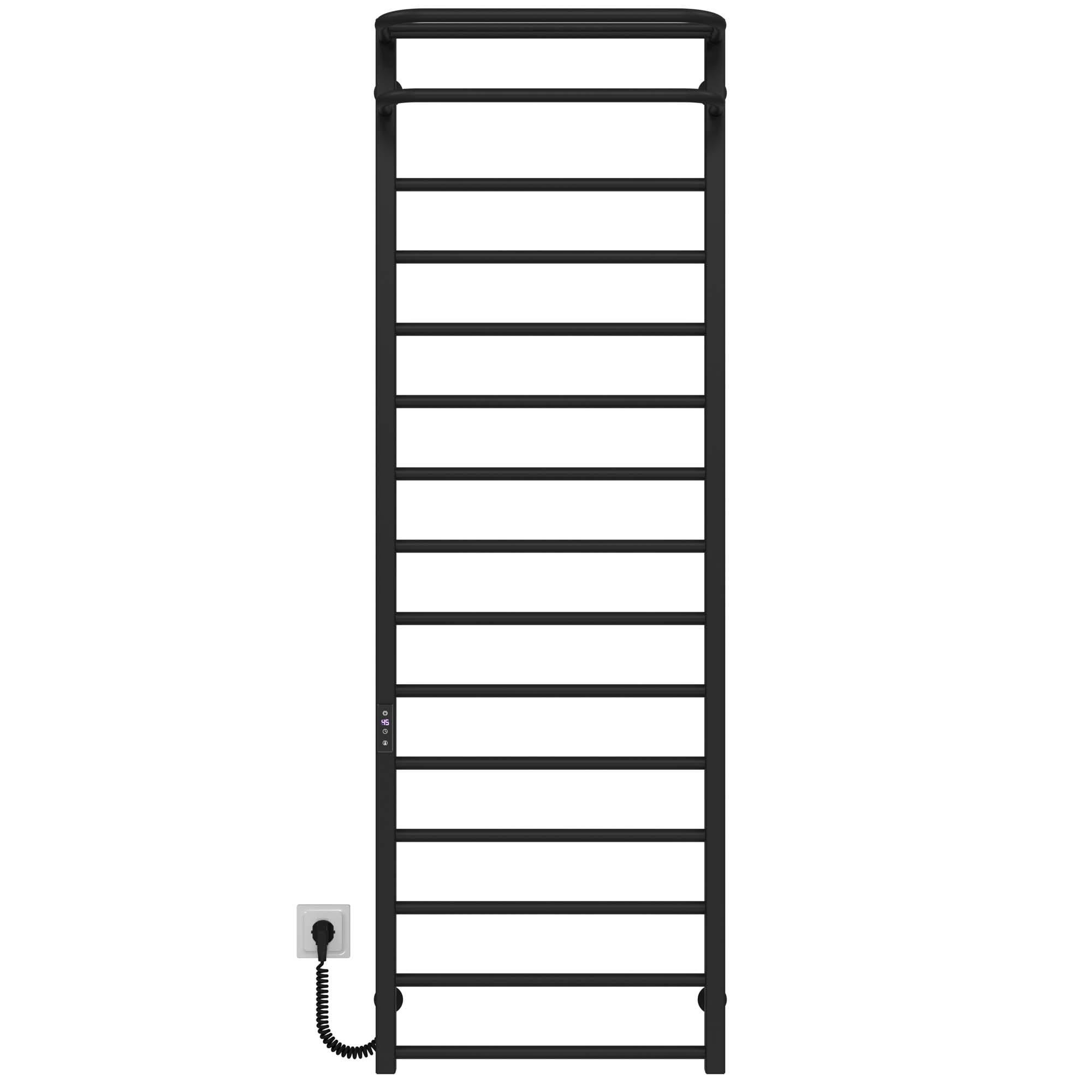 Полотенцесушитель электрический Deffi Lux Hotel П15 JD04 левое подключение нержавеющая сталь 600х1600 мм Черный (A.LH.160.60.15.EBL2)