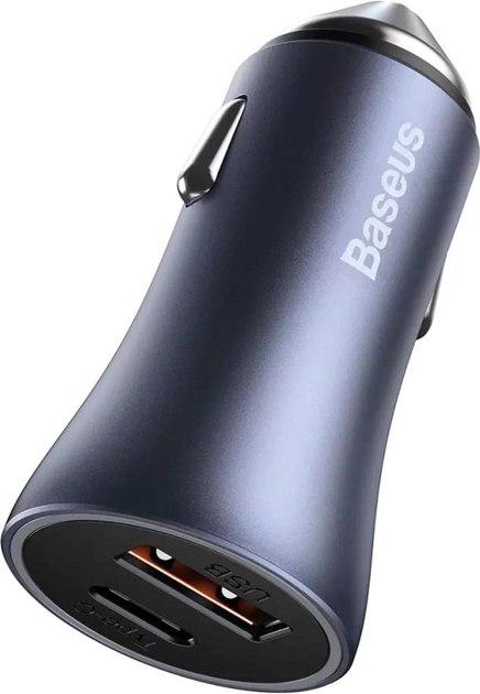 Зарядное устройство для Baseus Golden Contactor Pro Dual Quick Charger Car Charger USB + Type-C 40W с кабелем USB For Type-C 5A 1 м QC 3.0 Dark Gray (TZCCJD-0G) - фото 5