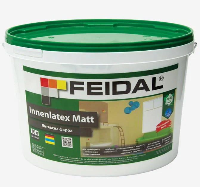 Фарба латексна Feidal Innenlatex Matt для приміщень з інтенсивним навантаженням глибоко-матова 10 л Білий