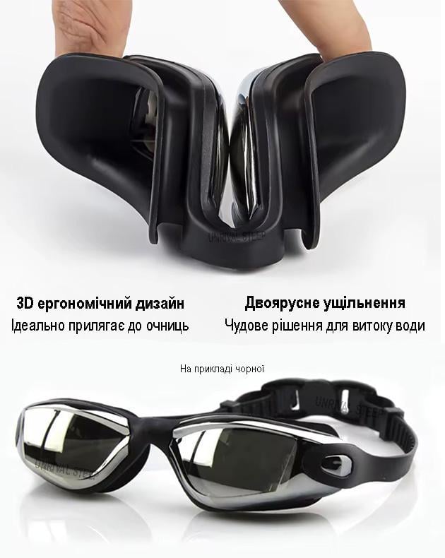 Окуляри та шапочка для плавання жіноча з берушами та зажимом для носа у басейн в футлярі Рожевий - фото 9