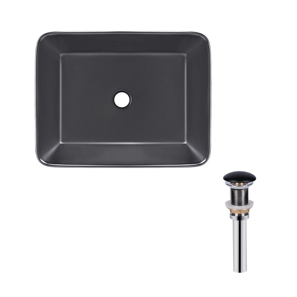 Раковина Qtap Tern накладная прямоугольная 475х370х140 мм Matt Black/донный клапан PU03