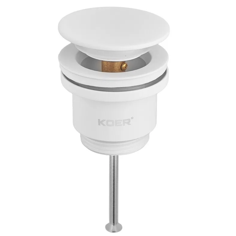 Клапан донный KOER PW-11-03 1 1/4'' Сlick-Сlack для умывальника Белый (KR5791)