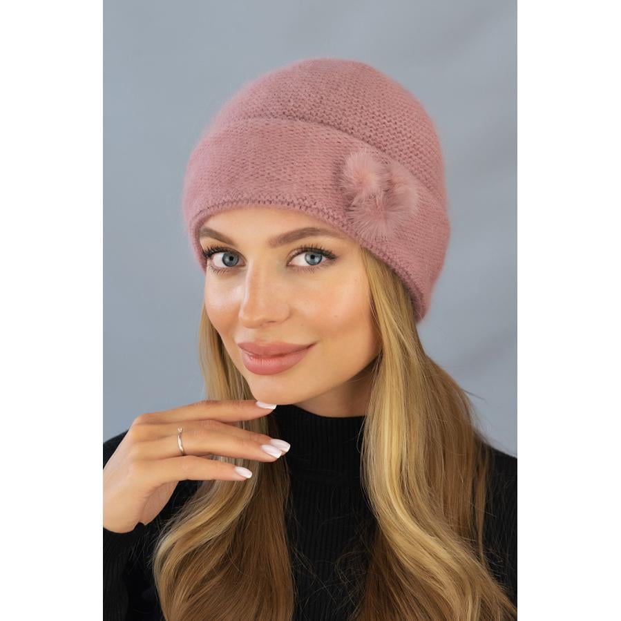 Шапка женская с шерстью кролика Braxton 5512 one size Темно-пудровый
