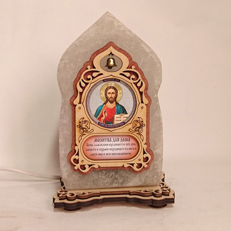 Соляна лампа Ікона маленька Спаситель зеленого підсвічування (20032) Соляна лампа Ікона маленька Спаситель зеленого підсвічування (20032)