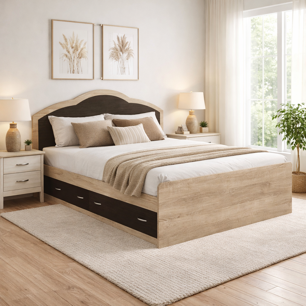 Кровать двуспальная Континент Диана-1 с двумя ящиками 140x200 см Дуб Сонома+Венге Магия (52938410)