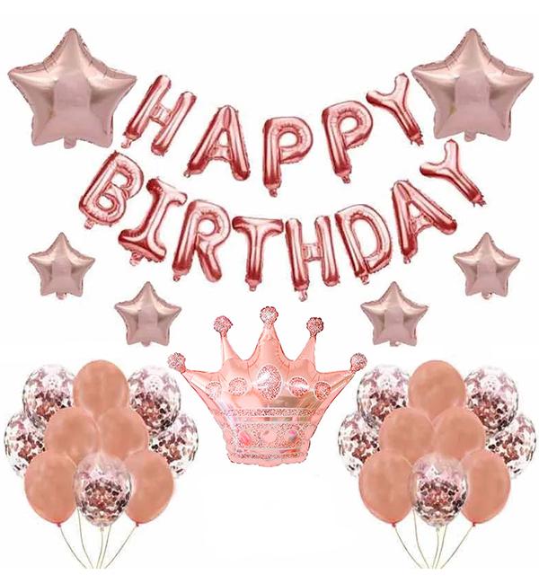 Набор воздушных шаров HB Crown 28 шт. Розовое золотой (12337258)