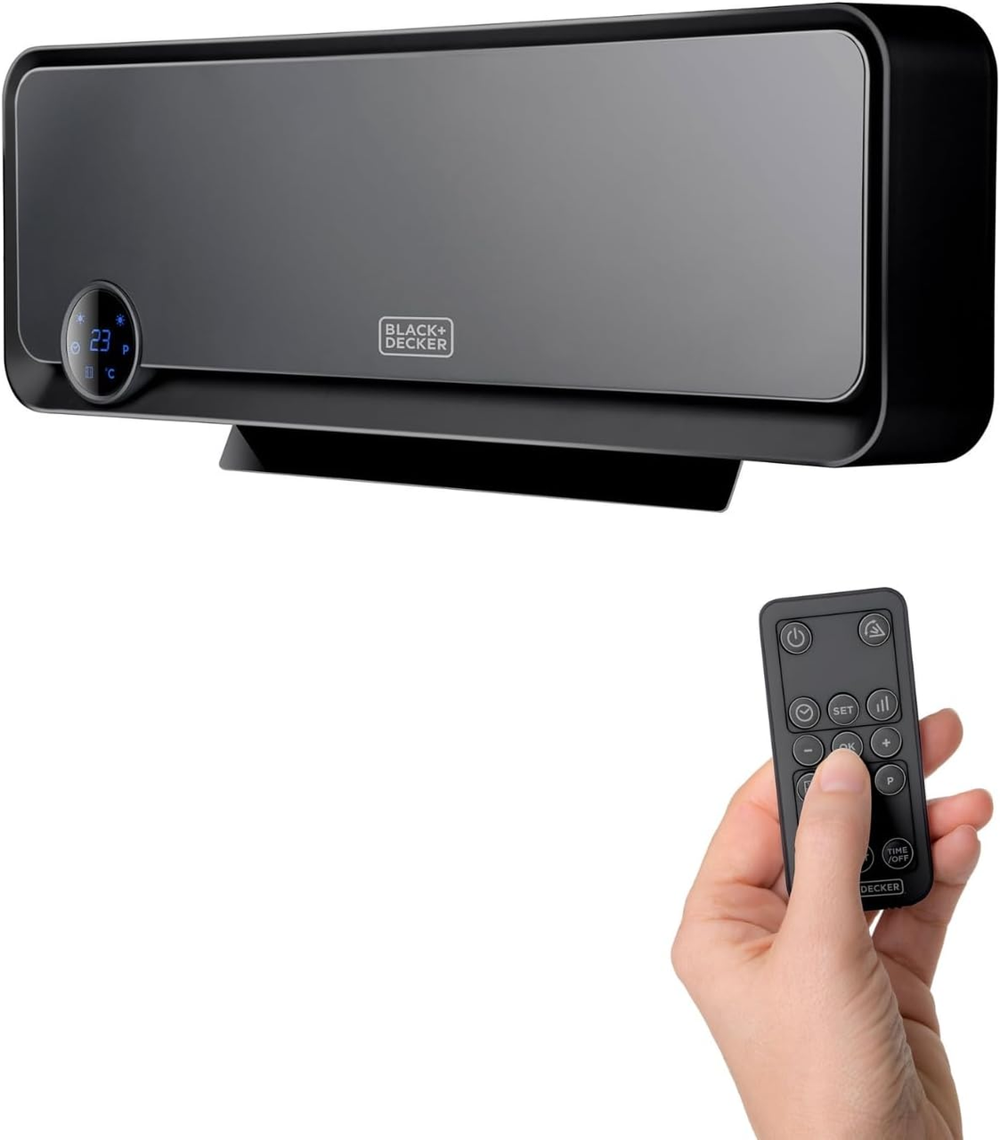 Тепловентилятор Black+Decker BXWSH2000E: 2000 Вт для ванной IPX2 недельный таймер пульт Черный (3038431496)