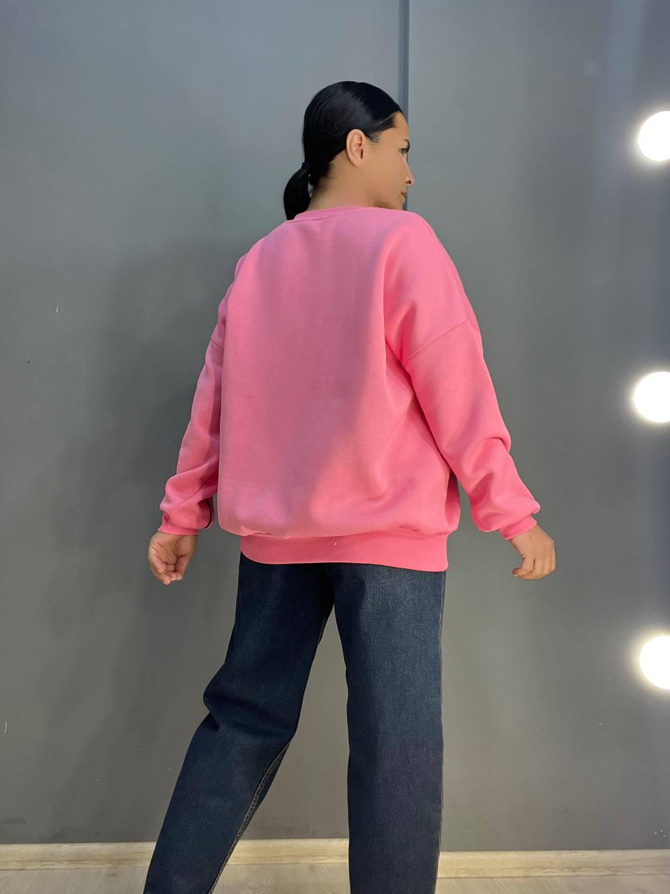 Світшот жіночий OLIVIA 2468 VIRGINIA утеплений на флісі OS Рожевий (1113) - фото 4