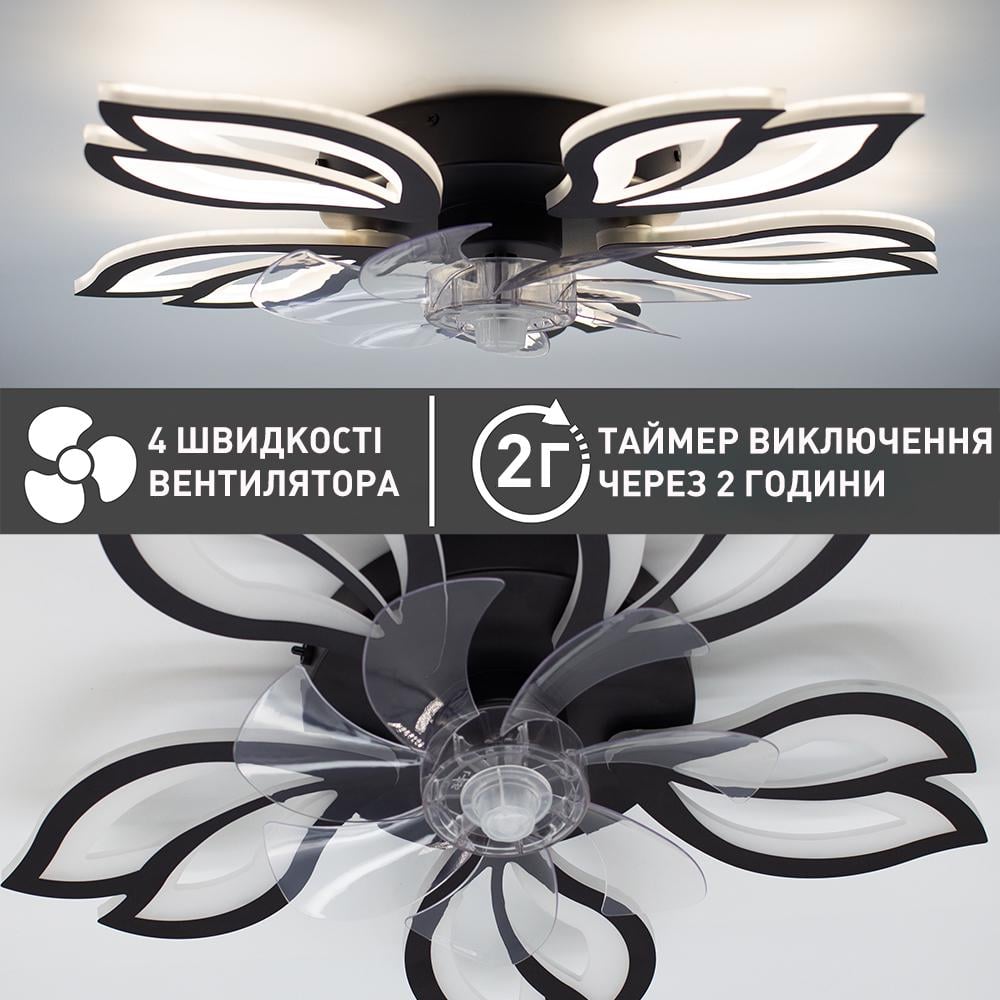 Люстра світлодіодна ESLLSE FAN ASTRA 52 Вт/19 Вт 625x125 мм Чорний (10607) - фото 3 Люстра світлодіодна ESLLSE FAN ASTRA 52 Вт/19 Вт 625x125 мм Чорний (10607) - фото 3