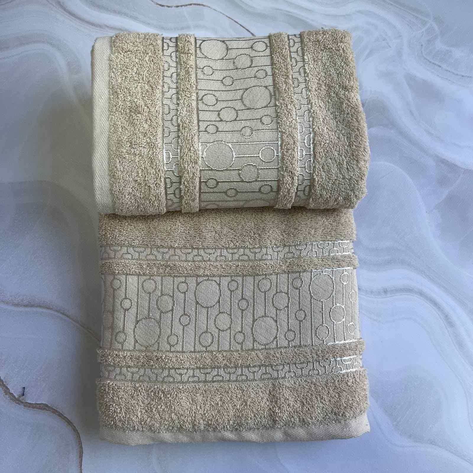 Набір рушників банне та для обличчя 70х40 см/50х90 см 2 шт. Бежевий (mame2v1krug-bej) - фото 4 Набір рушників банне та для обличчя 70х40 см/50х90 см 2 шт. Бежевий (mame2v1krug-bej) - фото 4