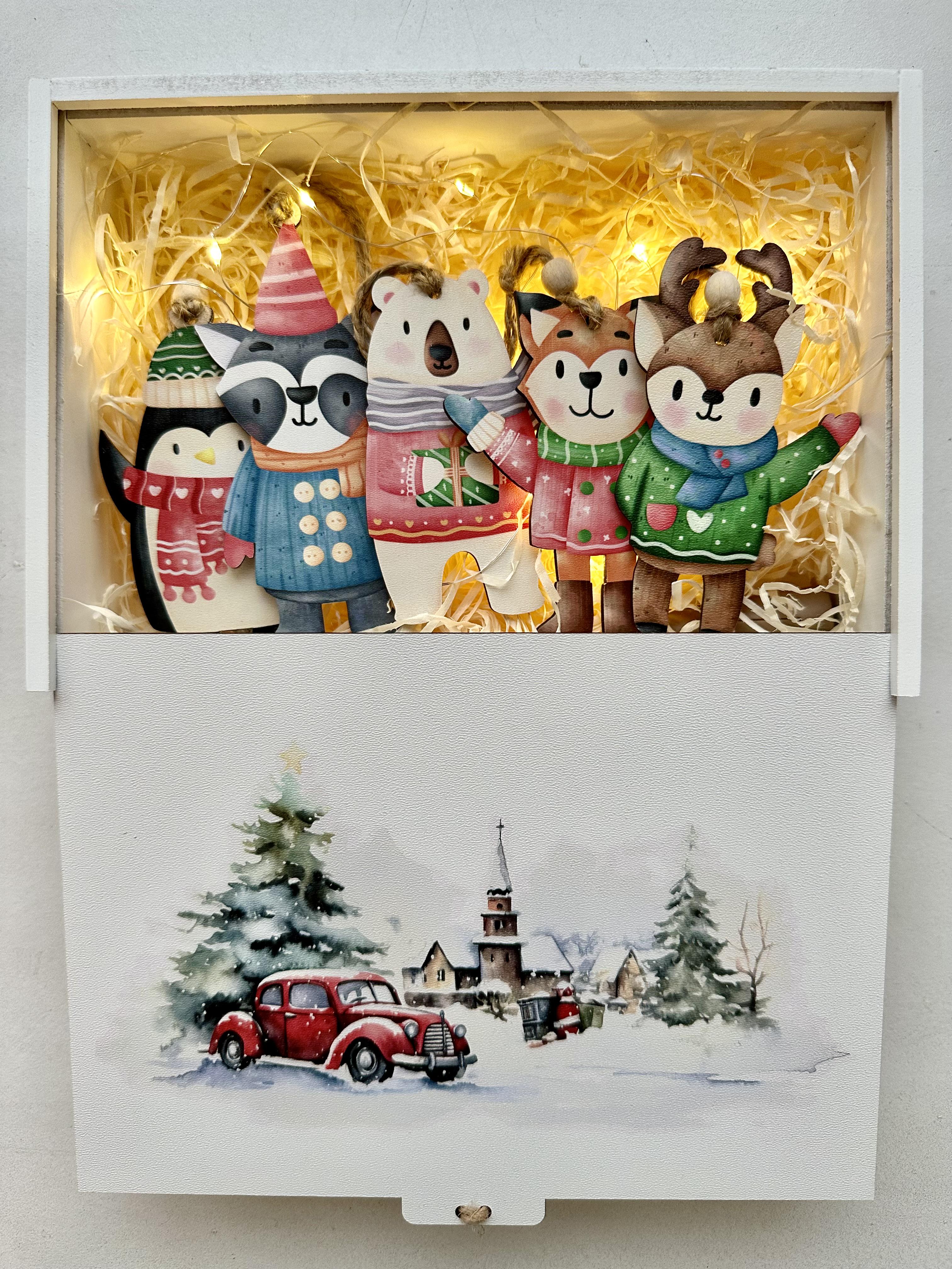 Набір новорічний з іграшками у святковій дерев'яній коробочці 5 шт. - фото 10 Набір новорічний з іграшками у святковій дерев'яній коробочці 5 шт. - фото 10