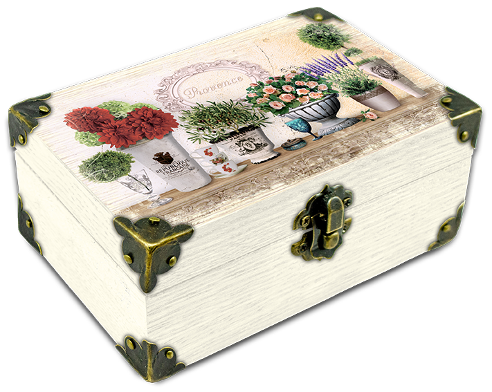 Шкатулка деревянная-эко Прованс Букет георгин и роз 10х15 см Белый (пршк0102бф10х15)