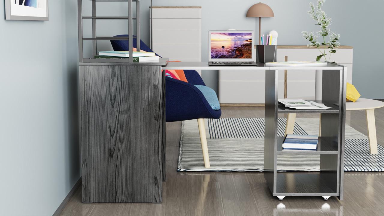 Стіл-тумба трансформер Ferrum-decor Смарт 4/1 з етажеркою метал/ДСП 16 мм 1430x1450x500 мм Чорний/Сосна Кембра (FRD-105125) - фото 6 Стіл-тумба трансформер Ferrum-decor Смарт 4/1 з етажеркою метал/ДСП 16 мм 1430x1450x500 мм Чорний/Сосна Кембра (FRD-105125) - фото 6