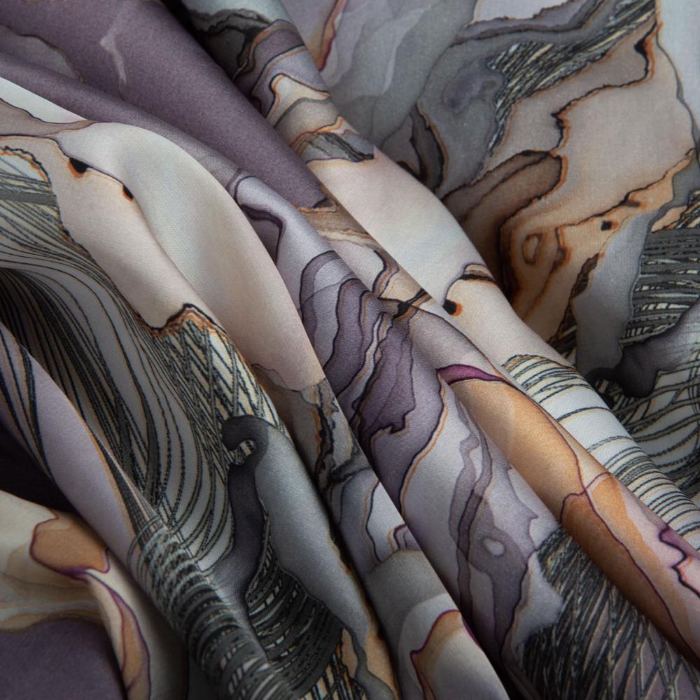 Ткань платевая атлас шелк стрейч Лиловый (22352)