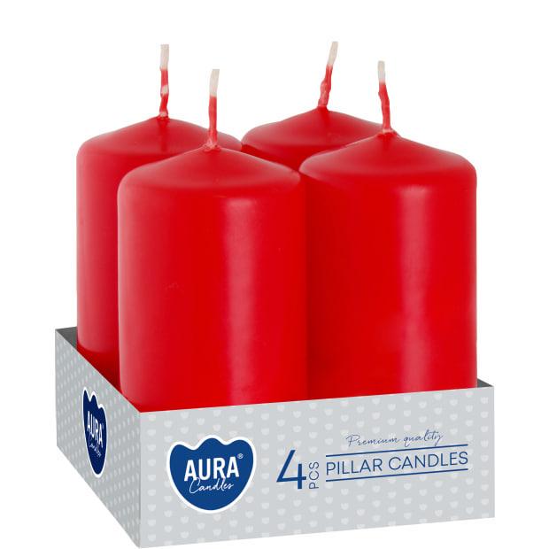 Набор свечей цилиндр Bispol Aura Candles 4 шт. Красный (sw40/80-030)