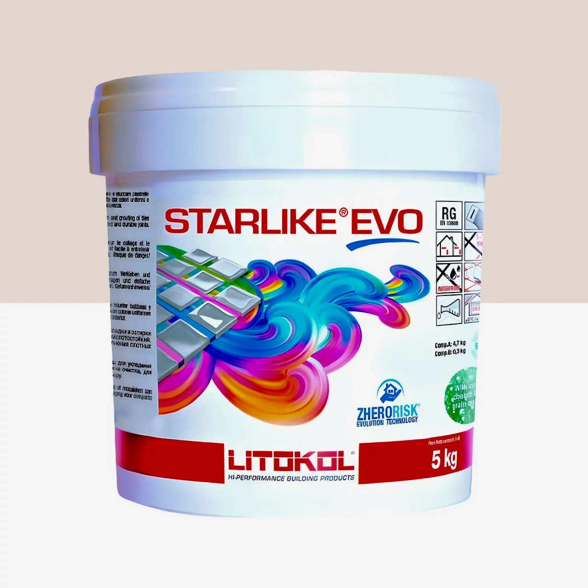 Затирка для плитки Litokol Starlike EVO 210 двокомпонентна епоксидна 5 кг Сіро-бежевий