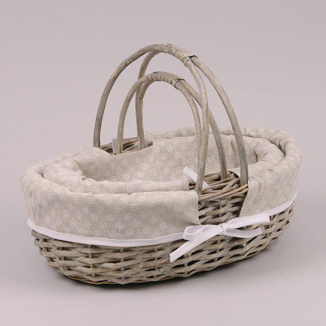 Комплект корзин с тканью Flora 25х33х11 см 2 шт. Серый (39619)