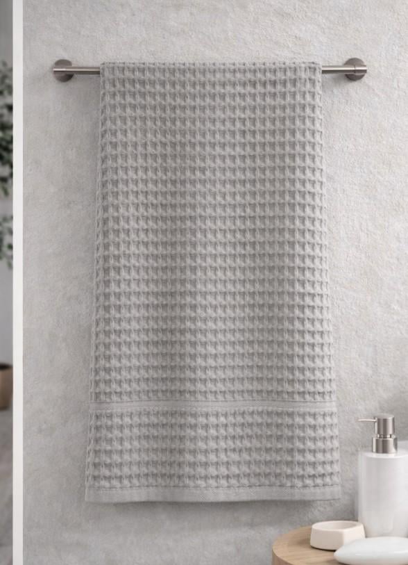 Рушник вафельний для ванної 70х140 см Світло-сірий (TC303375792)