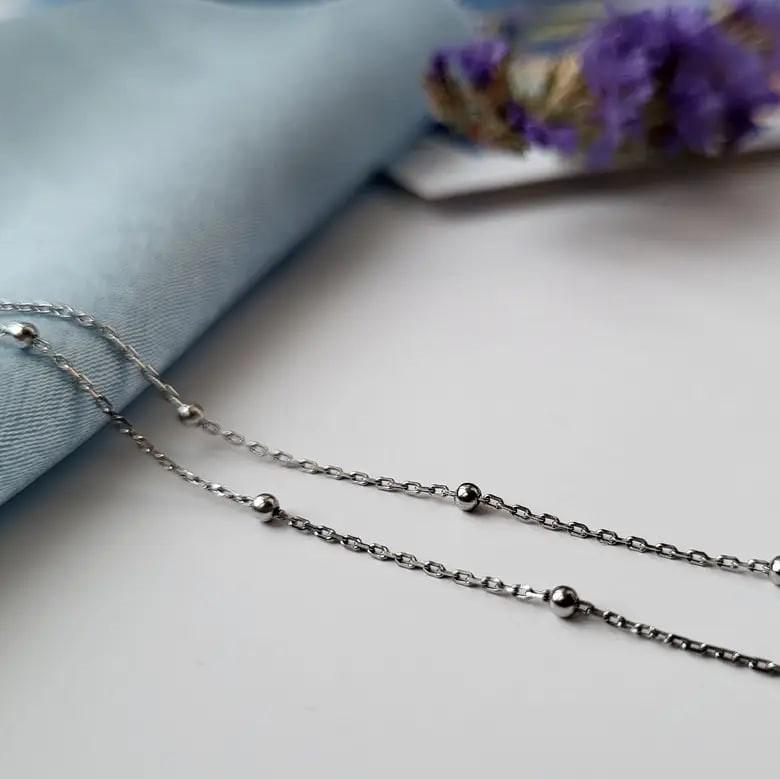Цепочка из серебра якорь с шариками 1,50 г 925 пробы 1,5 мм 45 см