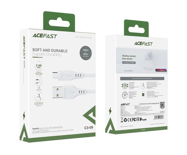 Кабель Data Acefast C3-09 USB-Micro-USB 2,4A 1,2 м White (06AFC3-09W) - фото 3 Кабель Data Acefast C3-09 USB-Micro-USB 2,4A 1,2 м White (06AFC3-09W) - фото 3