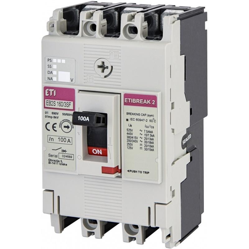 Автоматичний вимикач силовий ETI 100A 25kA 3 полюси EB2S 160/3SF 100A 3p 004671835 (56936)