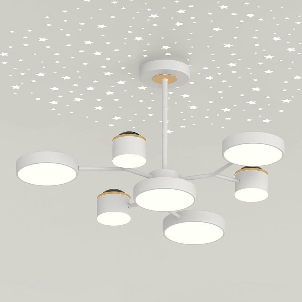 Люстра світлодіодна стельова Light House SRS-20325-7 зіркове небо Білий/Золотий