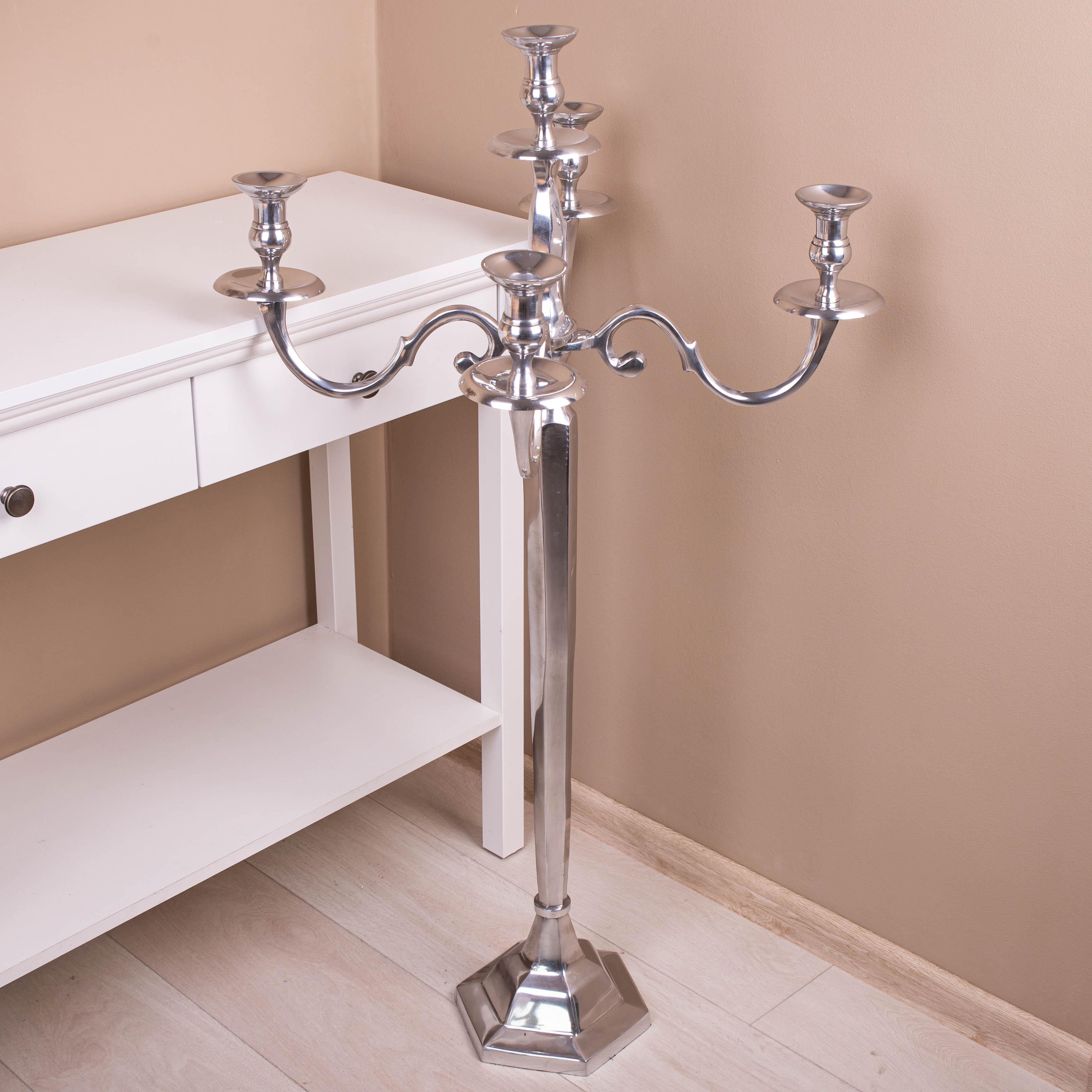 Подсвечник металлический большой 102 см Серебряный (3473)