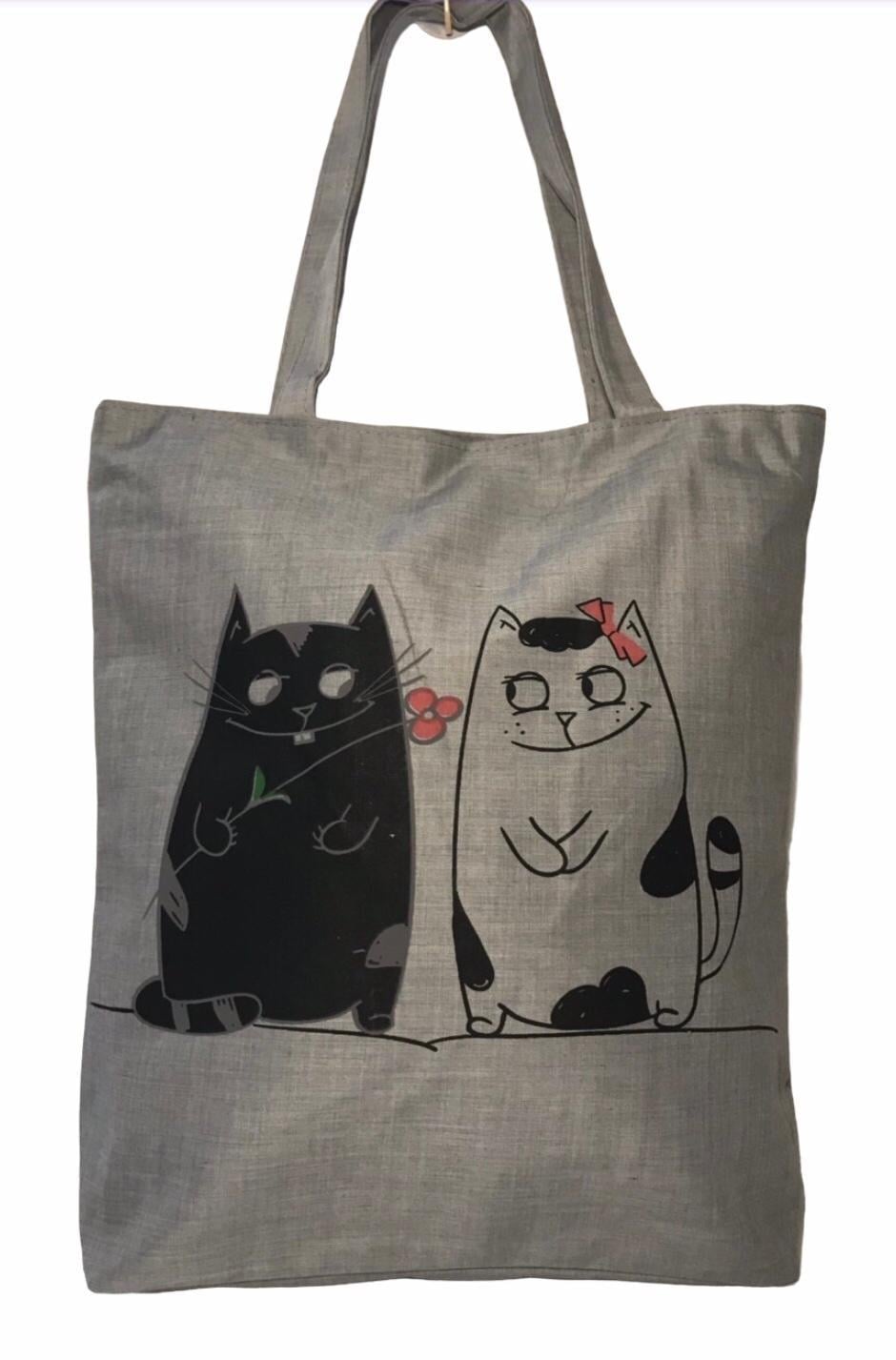 Шопер жіночий тканєвий повсякденний з блискавкою два коти Сірий (026C) Шопер жіночий тканєвий повсякденний з блискавкою два коти Сірий (026C)