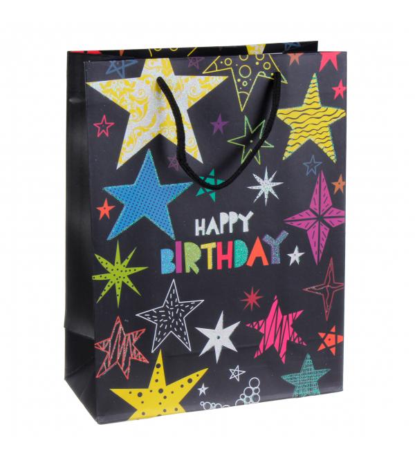 Подарочный пакет HB stars ламинированный картон 31x12x40 см