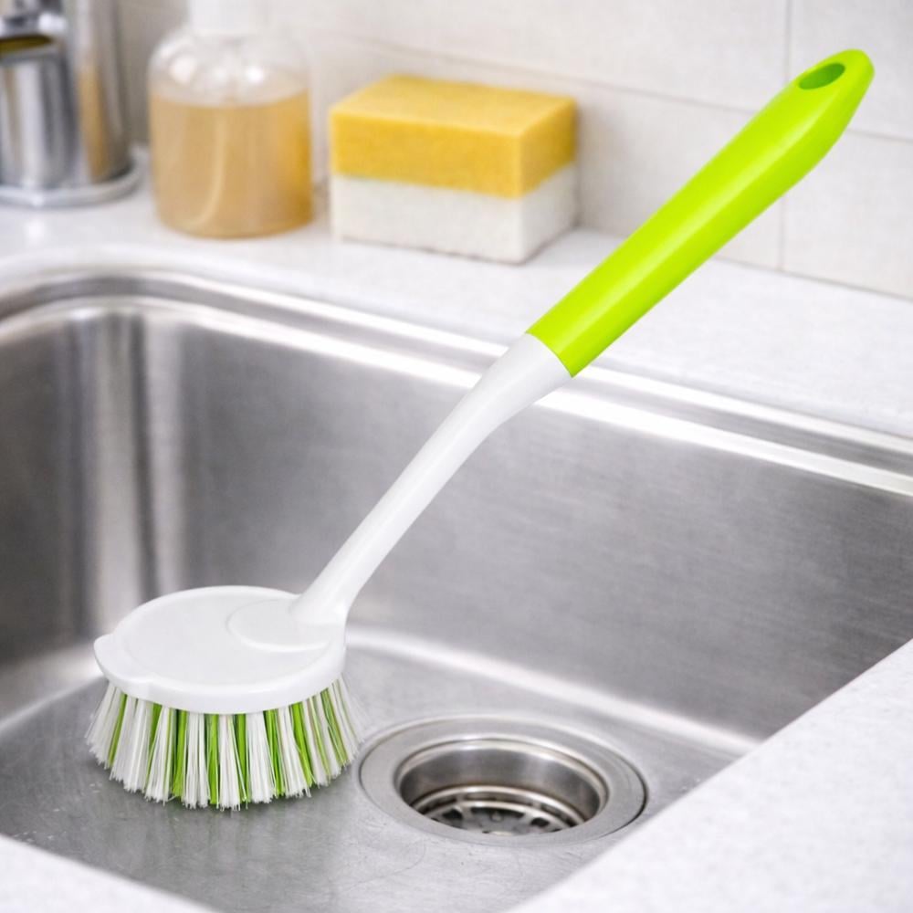 Щітка для посуду з довгою ручкою кругла 28x6,5 см Білий (37-біл-97707)