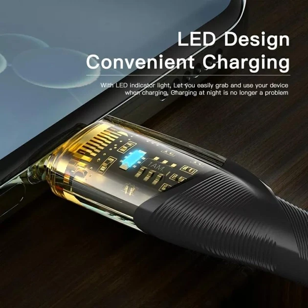 Кабель Essager Type-C PD 100w Fast Charge Black-Transparent 1 м (25397242) - фото 4 Кабель Essager Type-C PD 100w Fast Charge Black-Transparent 1 м (25397242) - фото 4