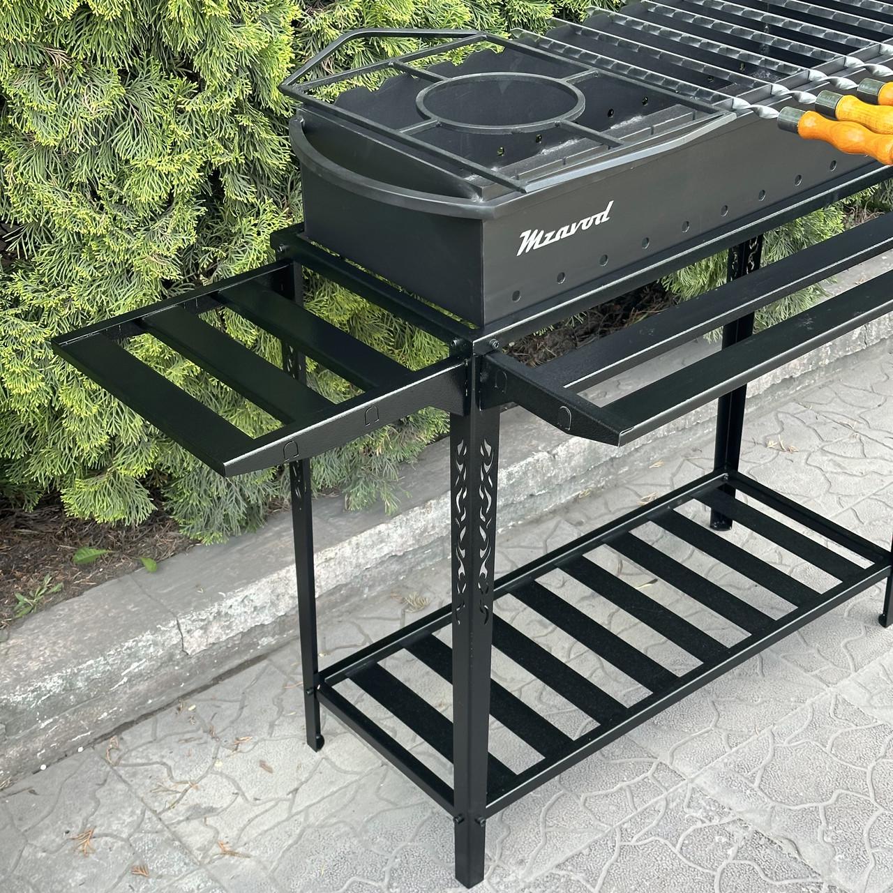 Мангал Metalzavod Прометей на 12 шампурів 4 мм на дровниці 98х36,7х94,5 см (MD12-4R) - фото 5 Мангал Metalzavod Прометей на 12 шампурів 4 мм на дровниці 98х36,7х94,5 см (MD12-4R) - фото 5