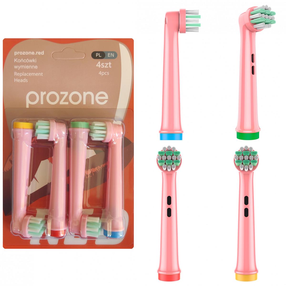 Детские насадки совместимые с зубной щеткой ProZone ORAL-B/Braun PRO-X Kids 4 шт. Розовый (2558) - фото 2