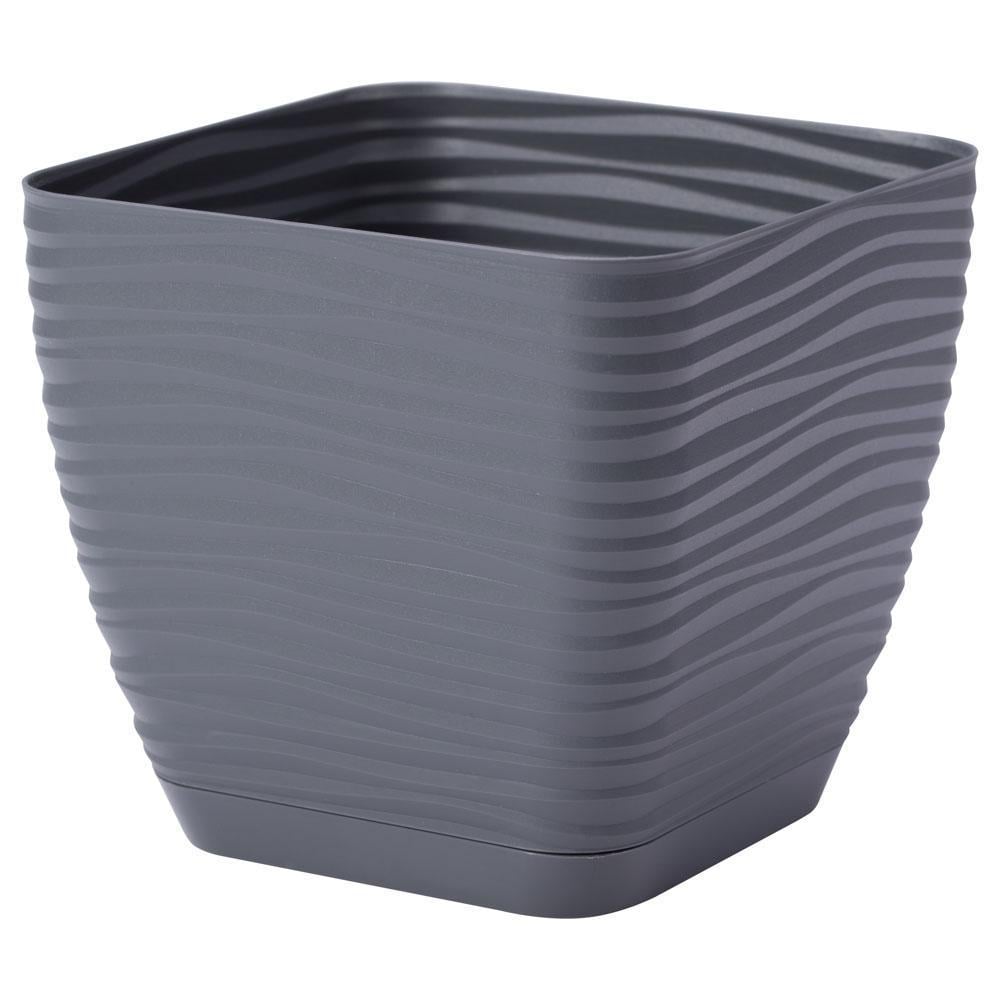 Горшок для цветов Form-Plastic Sahara mini kwadro-17 3 л Антрацитовый (3630-014)