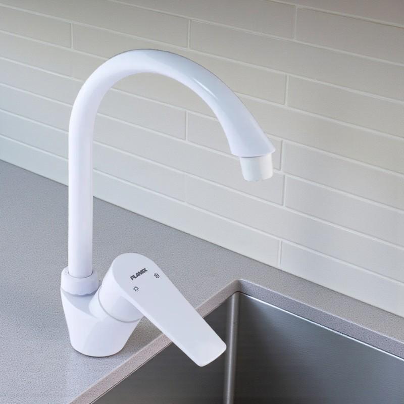 Смеситель кухонный PLAMIX OSCAR-011 с высоким изливом однорычажный пластик Белый (b-PM0615) - фото 4 Смеситель кухонный PLAMIX OSCAR-011 с высоким изливом однорычажный пластик Белый (b-PM0615) - фото 4