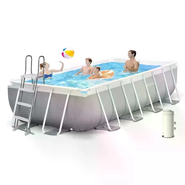 басейн каркасний прямокутний Intex Prism Frame з фільтром/драбиною 400х200х122 см Сірий (147-9-26790)