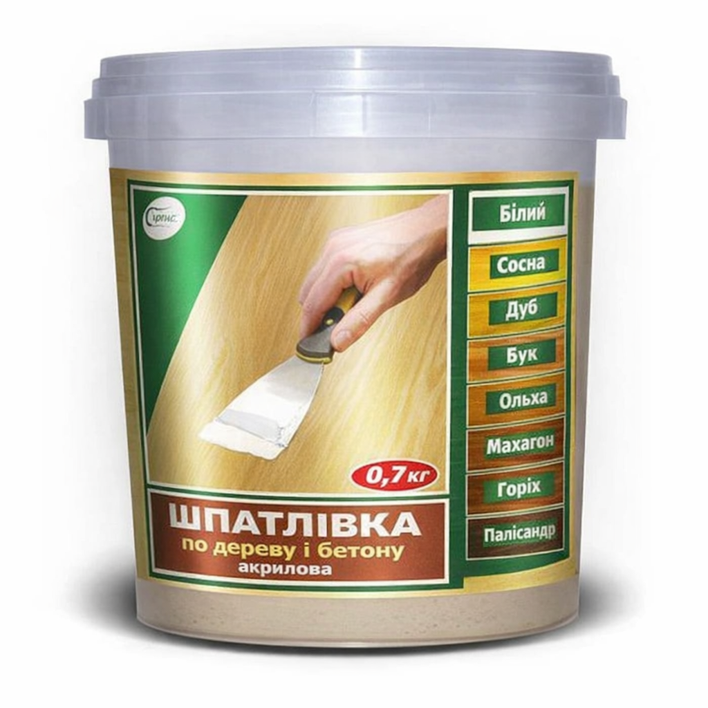 Шпаклівка по дереву та бетону Сіріус акрилова 700 г Сосна (28716189) Шпаклівка по дереву та бетону Сіріус акрилова 700 г Сосна (28716189)