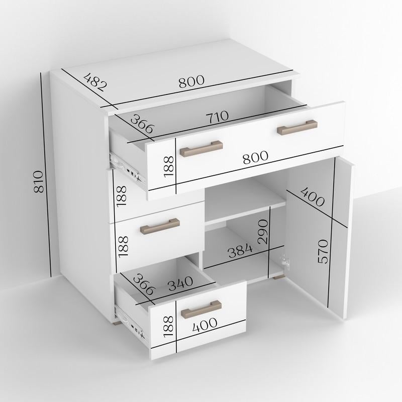 Комод Idea ТКБ-367.2 на 4 шухляди з дверима Бетон урбан (26718321) - фото 3
