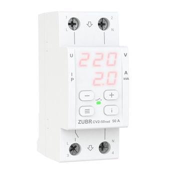 Реле напруги з контролем струму однофазне ZUBR CV2-50 red на 2 модулі