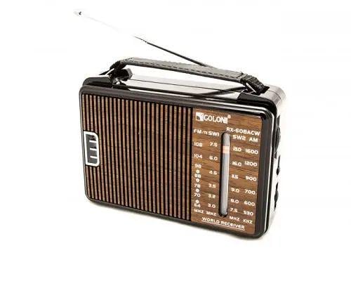Радиоприемник GOLON RX-608ACW 13,5х9 см с поддержкой MP3/WMA и телескопической антенной питанием от сети и батареек пластик