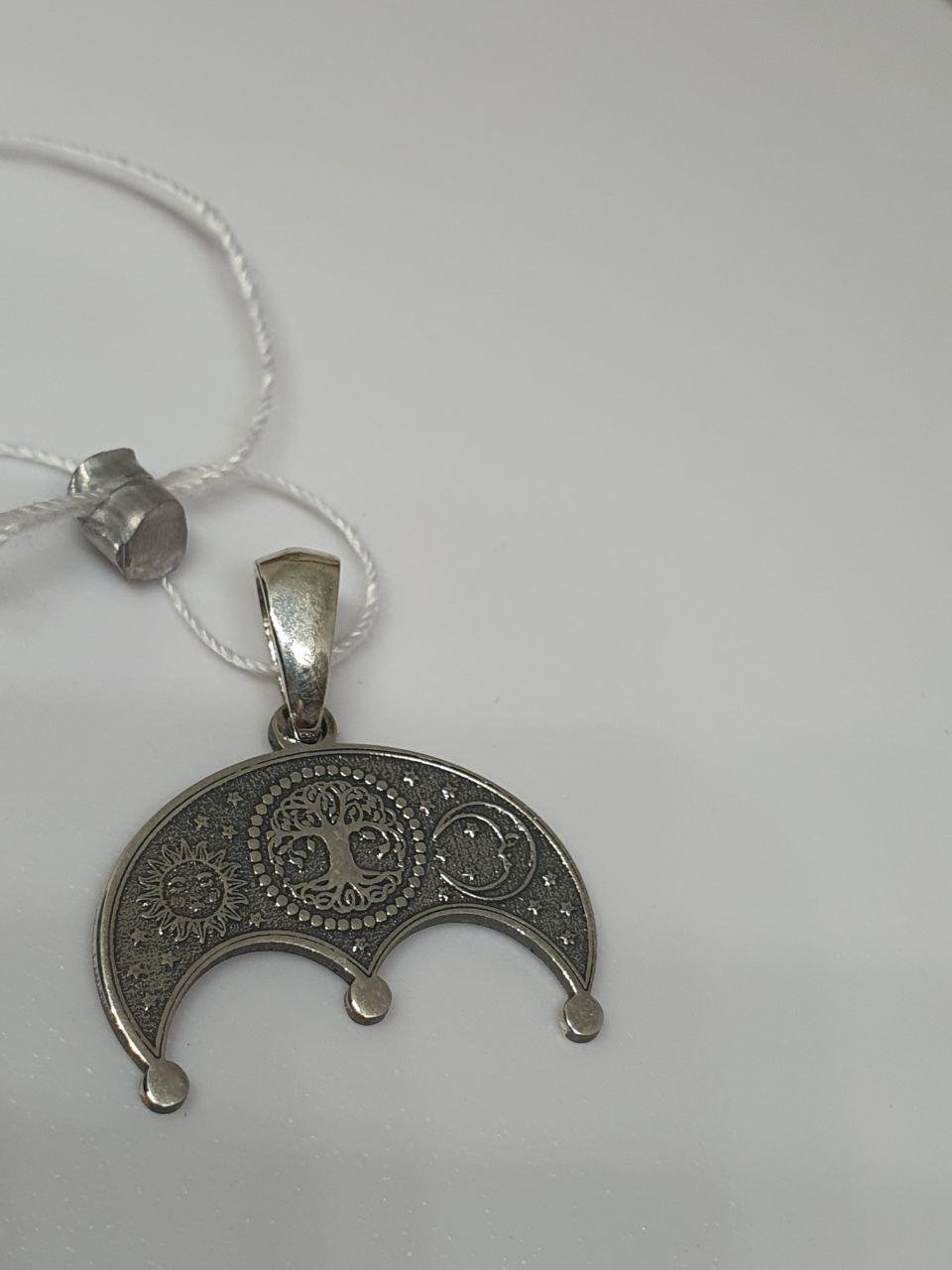 Срібна підвіска кулон амулет Лунниця з деревом роду 925 проба 2 см (2580820761) - фото 9