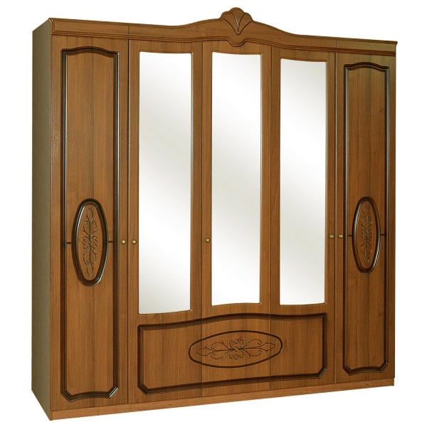 Распашной шкаф Світ Меблів Катрин 5Д в спальню 2295x595x2330 ДСП/МДФ Орех