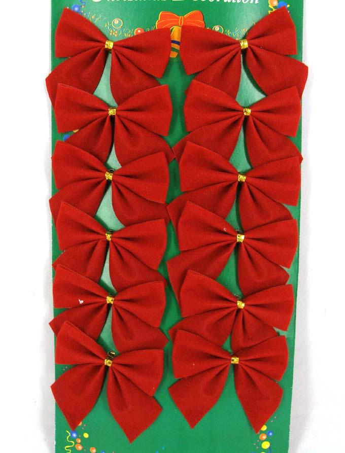 Бантики на елку 12 шт. 6x4 см красный (7016)