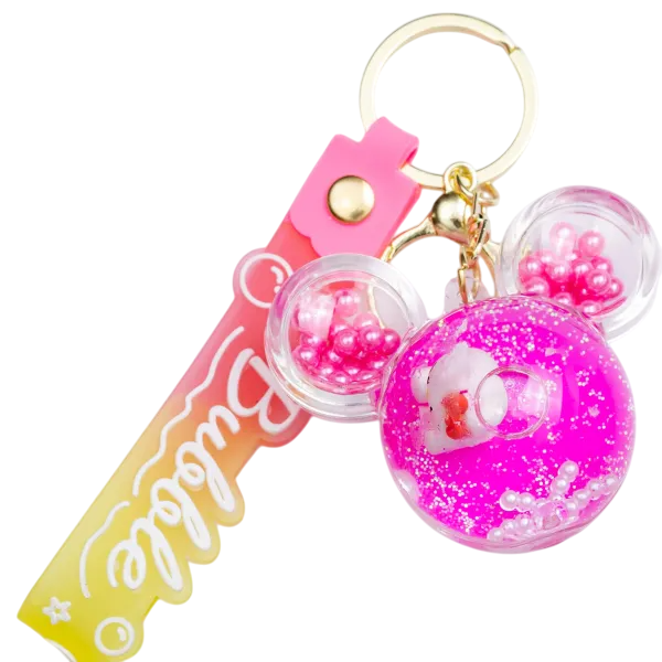 Брелок для ключей Hello Kitty Mouse с блестками 4х4,5 см Прозрачный