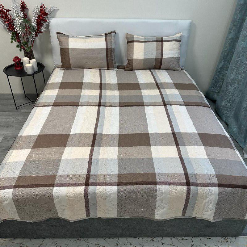 Набор покрывало стеганое в квадрат 200x230 см/2 наволочки 50x70 см Коричневый/Бежевый (28710405)
