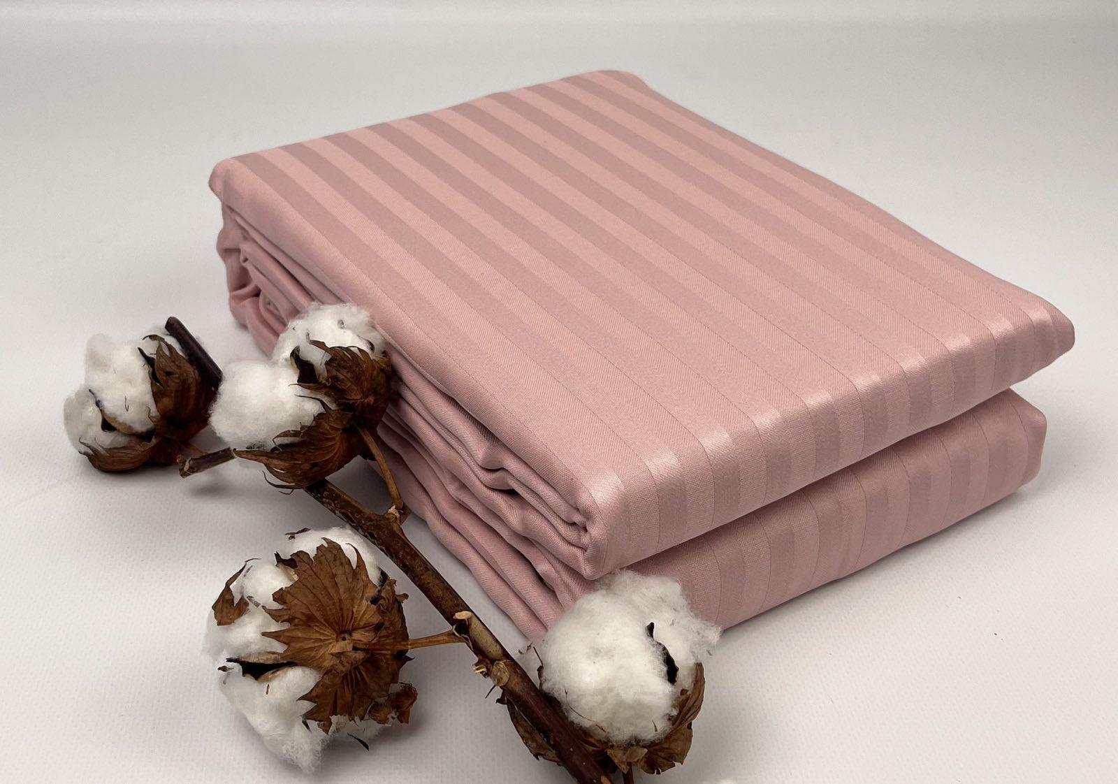 Простирадло Maison D'or Страйп-сатин 240x260 см з наволочками Rose (CN28017)