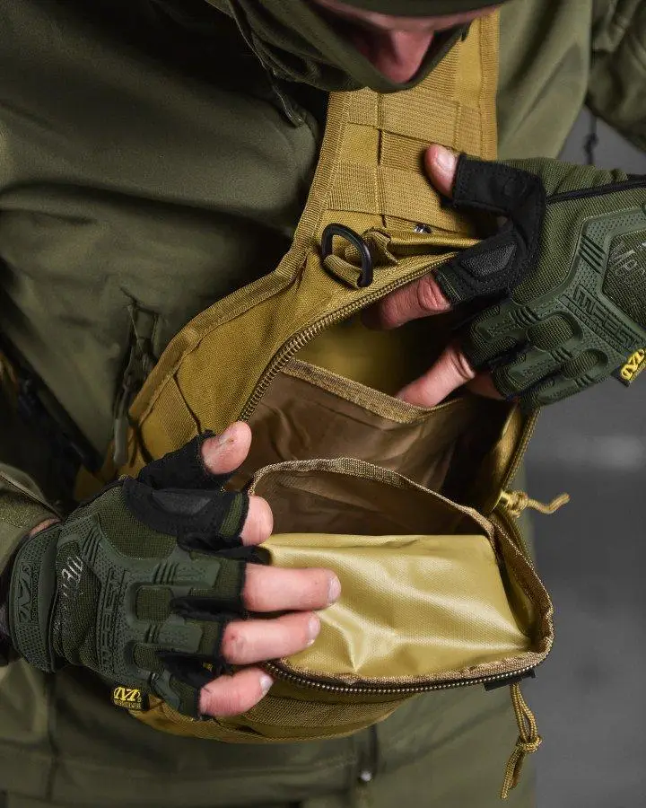 Рюкзак тактичний однолямковий Tactical із системою MOLLE 5 л Койот (095 coyote) - фото 3