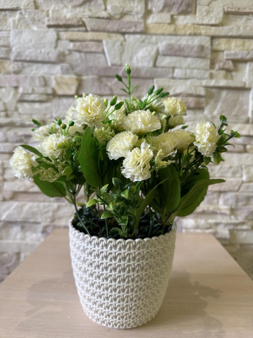 Букет гвоздики малої в кашпо ПЛАСТМАКС Білий (R0401) - фото 3 Букет гвоздики малої в кашпо ПЛАСТМАКС Білий (R0401) - фото 3