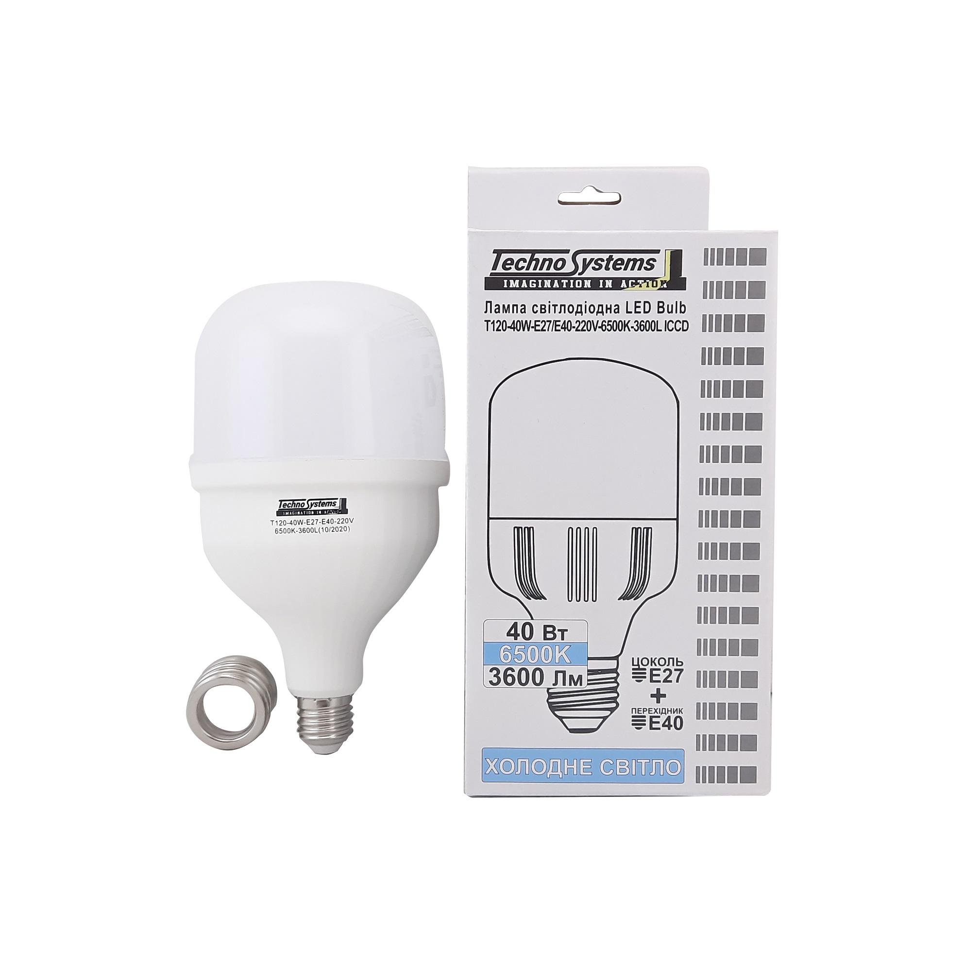 Лампа светодиодная TechnoSystems LED Bulb T120 40Вт E27 Е40 6500К 3600Лм ICC TNSy5000181_D - фото 5