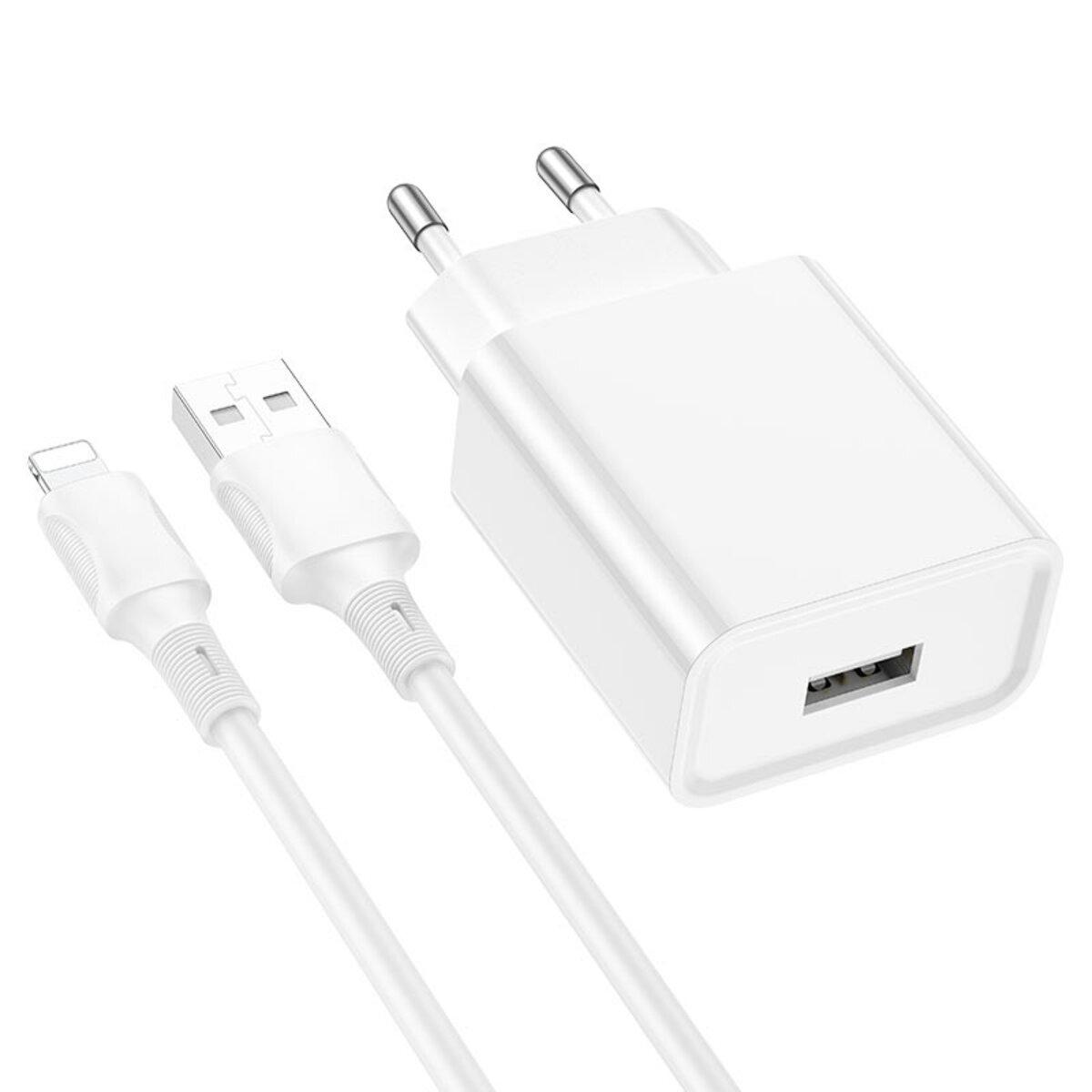 Зарядний пристрій Borofone BA74A Aspirer Single Port Charger Set USB to Lightning Cable White (BA74ALW)